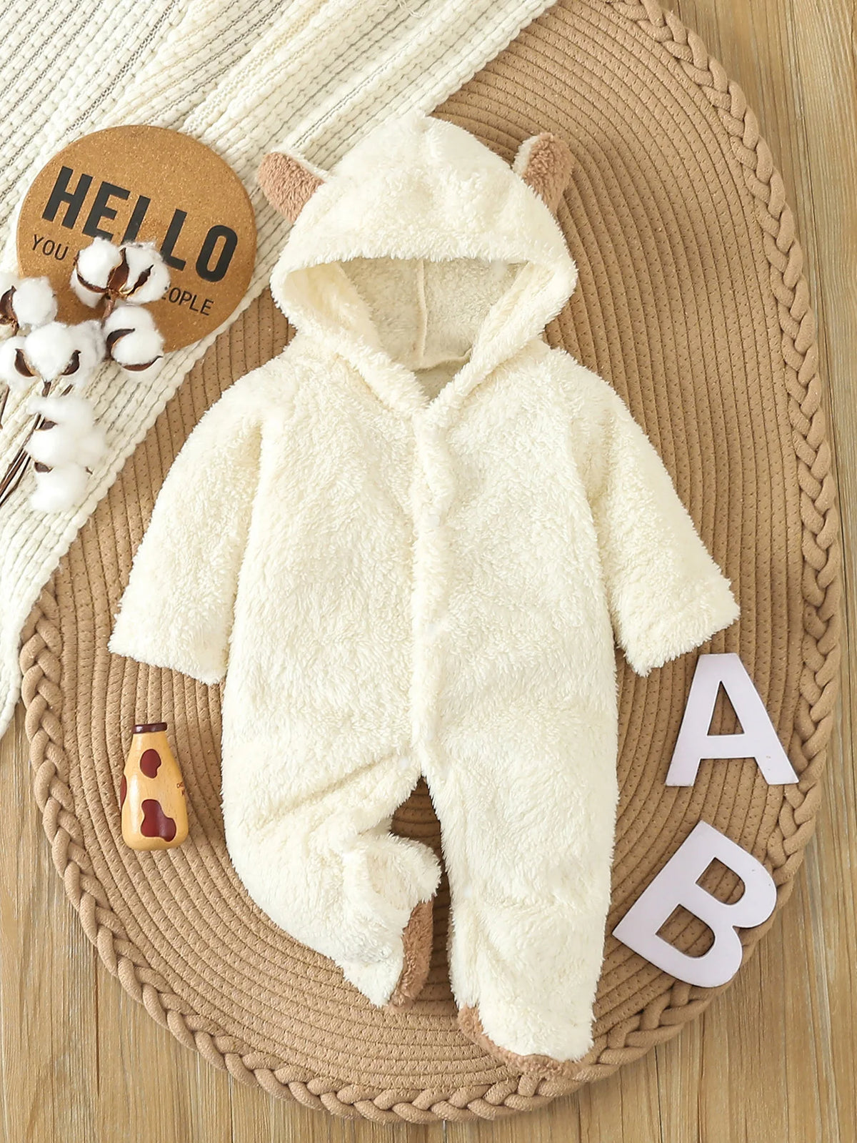 Soft fleece texture of the baby bear costume
