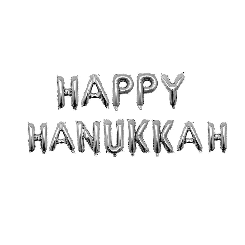 בלוני אותיות "HAPPY HANUKKAH" לחנוכה – זהב, כסף או רוז גולד – תמונה 5