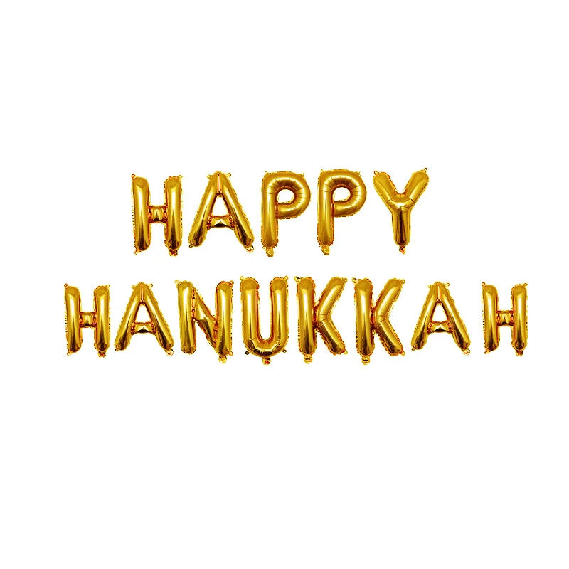 בלוני אותיות "HAPPY HANUKKAH" לחנוכה – זהב, כסף או רוז גולד – תמונה 3