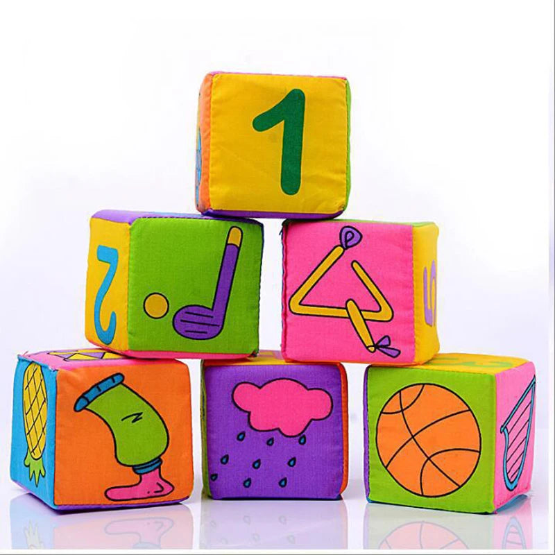 קוביות בד רכות לתינוק – עם רעשנים – תמונה 3