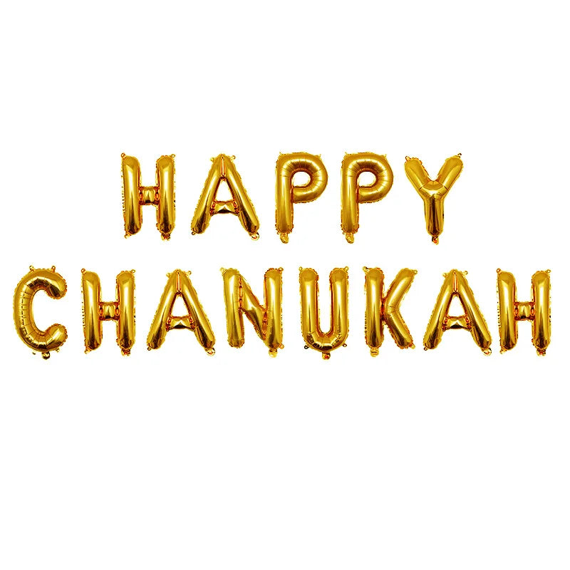 בלוני אותיות "HAPPY HANUKKAH" לחנוכה – זהב, כסף או רוז גולד – תמונה 2