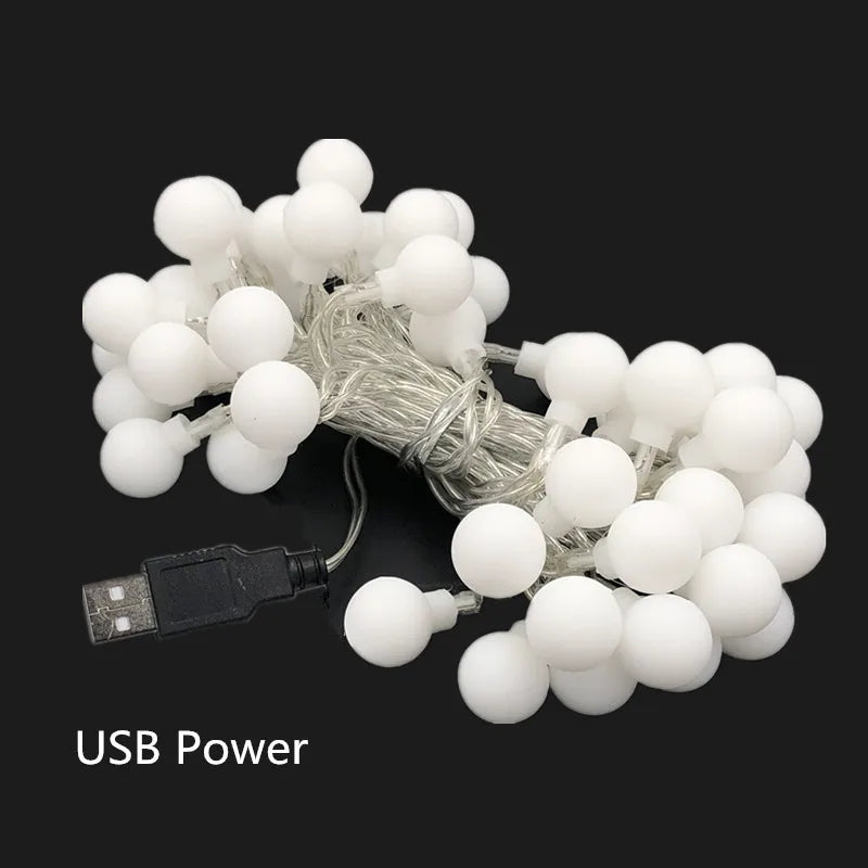 שרשרת אורות כדורים בלבן חם לסילבסטר – USB או סוללות, 1.5 עד 10 מטר – תמונה 5