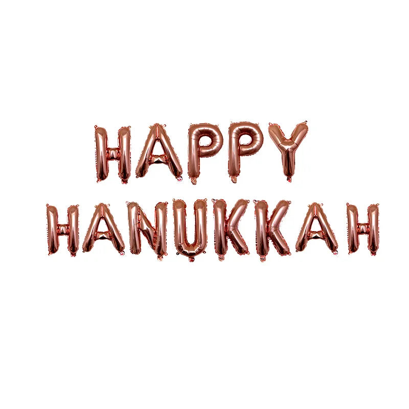 בלוני אותיות "HAPPY HANUKKAH" לחנוכה – זהב, כסף או רוז גולד – תמונה 4