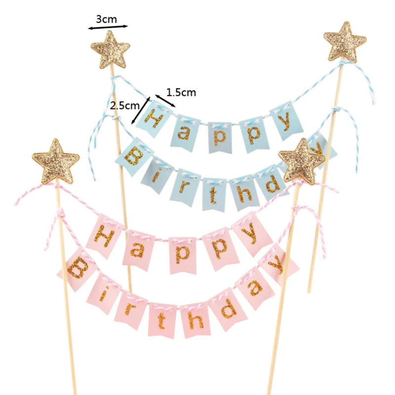 טופר דגלוני "Happy Birthday" לעוגה – 7 עיצובים – תמונה 3