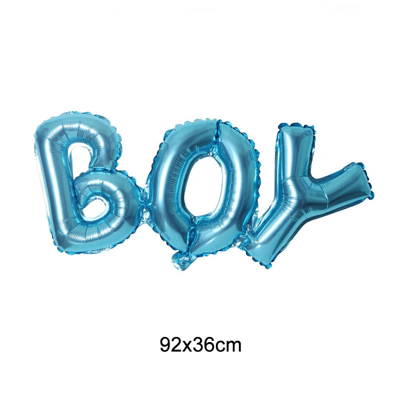 קישוטים לגילוי מין – וילון נוצץ, בלוני BOY ו-GIRL וטופר – תמונה 5