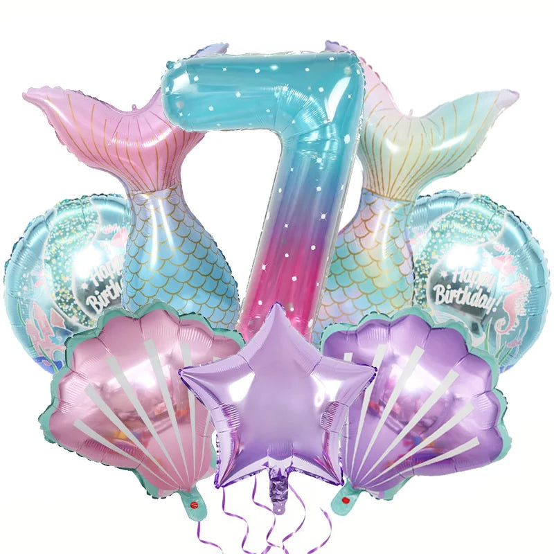 סט 8 בלוני בת ים עם בלון ספרה – ספרות 1–9 – תמונה 9