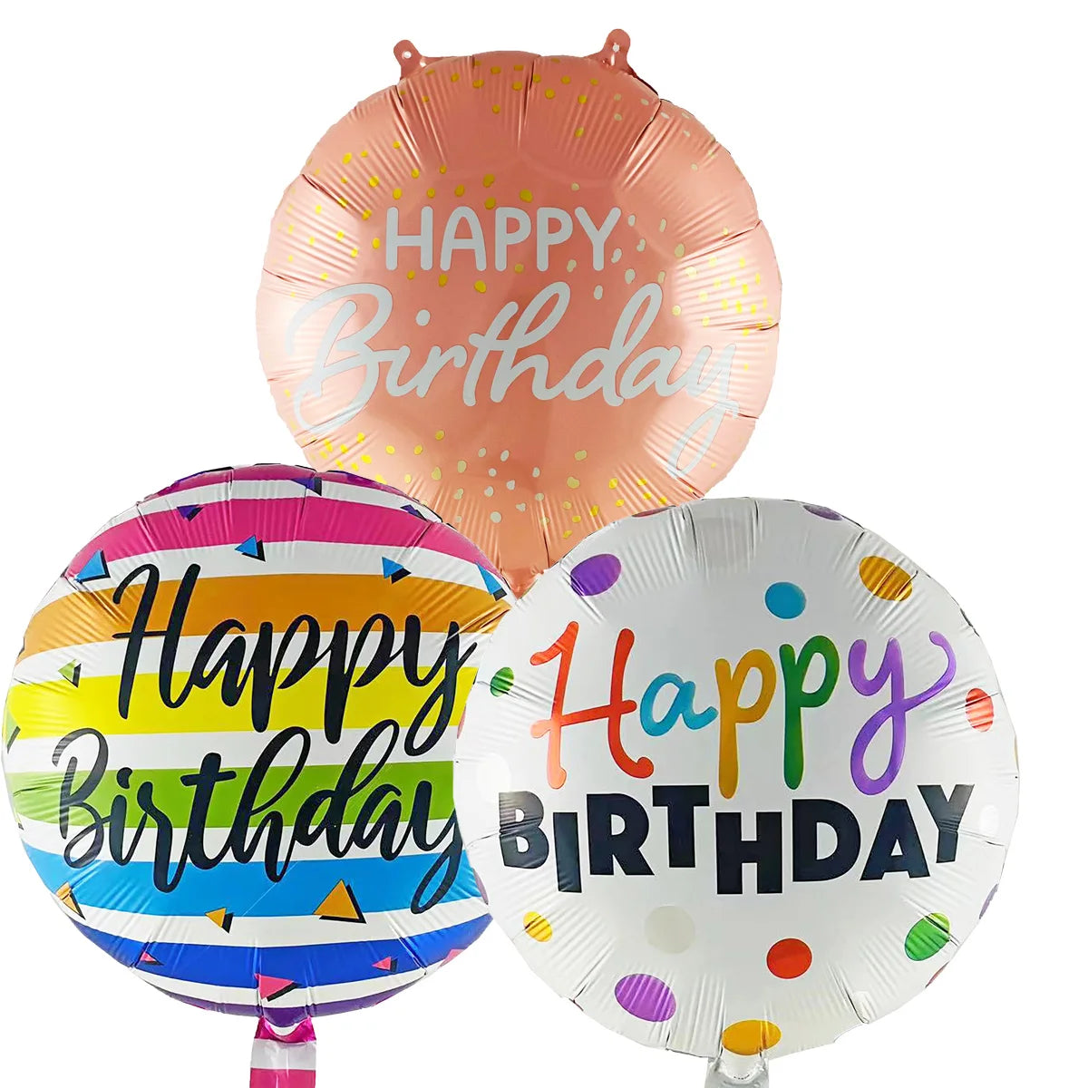10 בלוני מיילר עגולים "Happy Birthday" – או סוכריות וכדורי 4D – תמונה 6