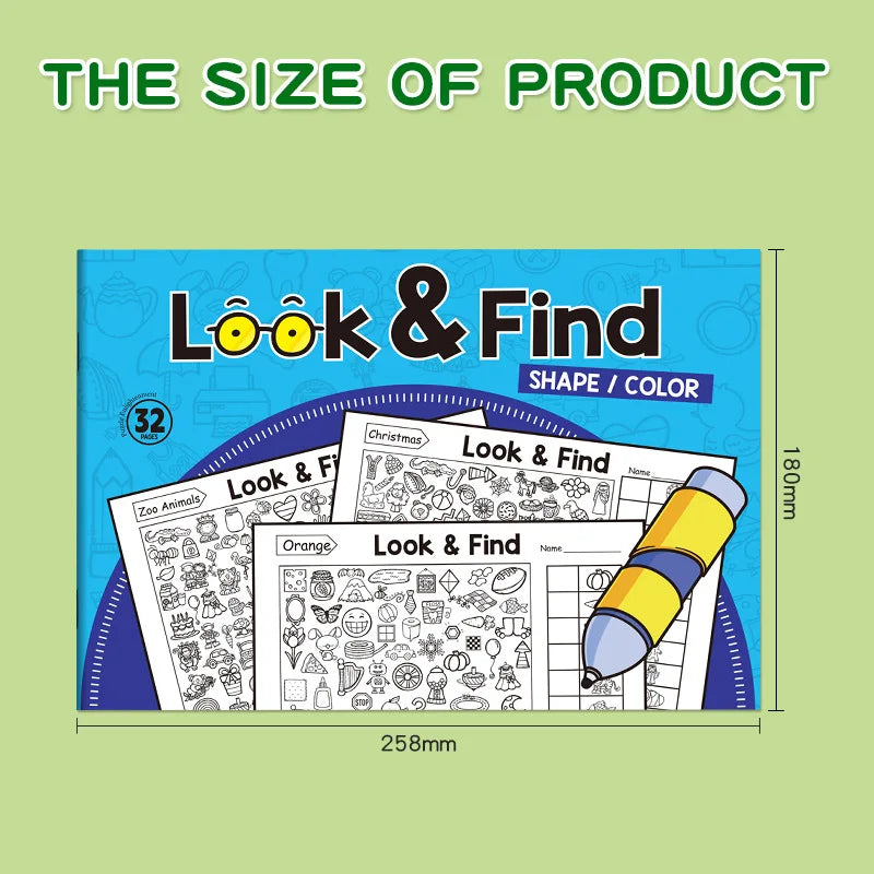 Child circling hidden objects on a look and find page