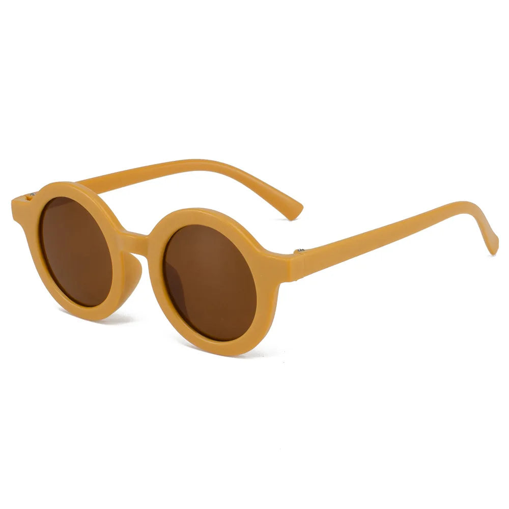 Front view of round sunglasses sized for young children