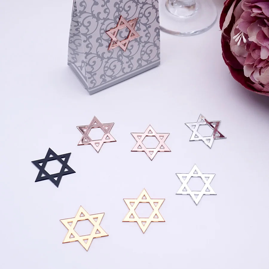 50 מדבקות מגן דוד במראה – לעטיפת מתנות חנוכה, 3 ס״מ – תמונה 2