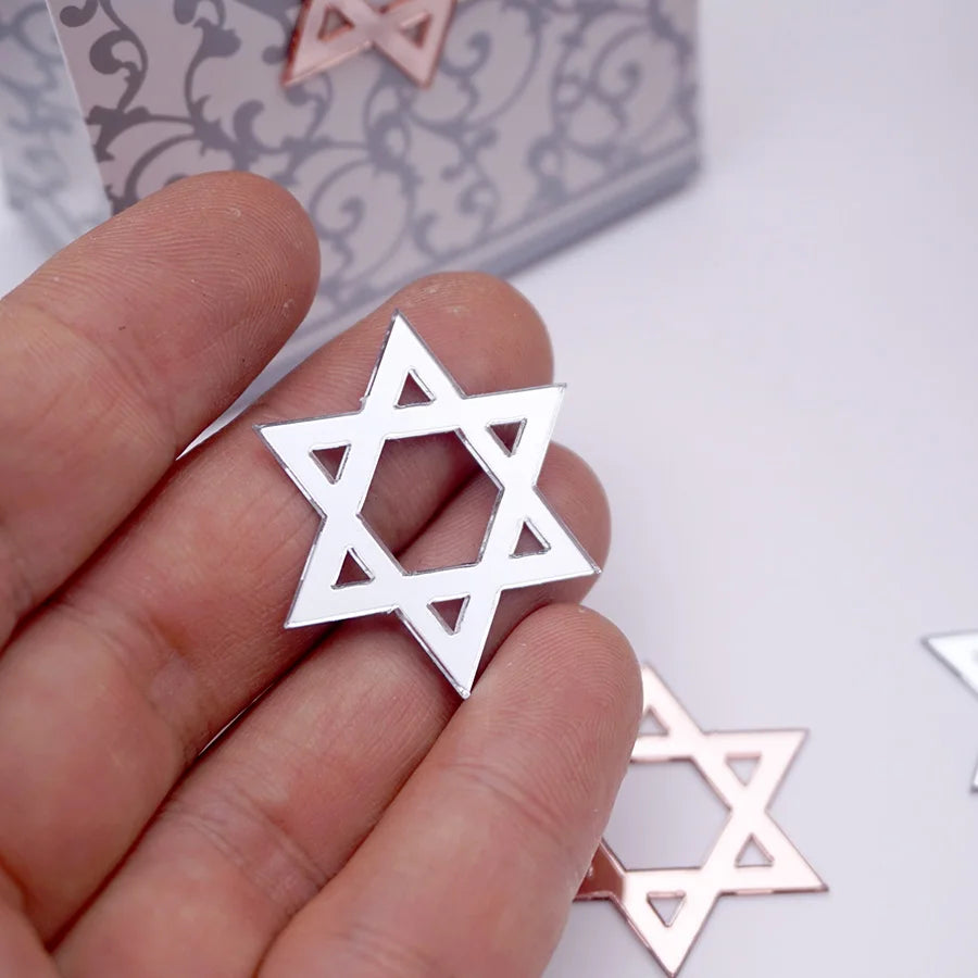 50 מדבקות מגן דוד במראה – לעטיפת מתנות חנוכה, 3 ס״מ – תמונה 5