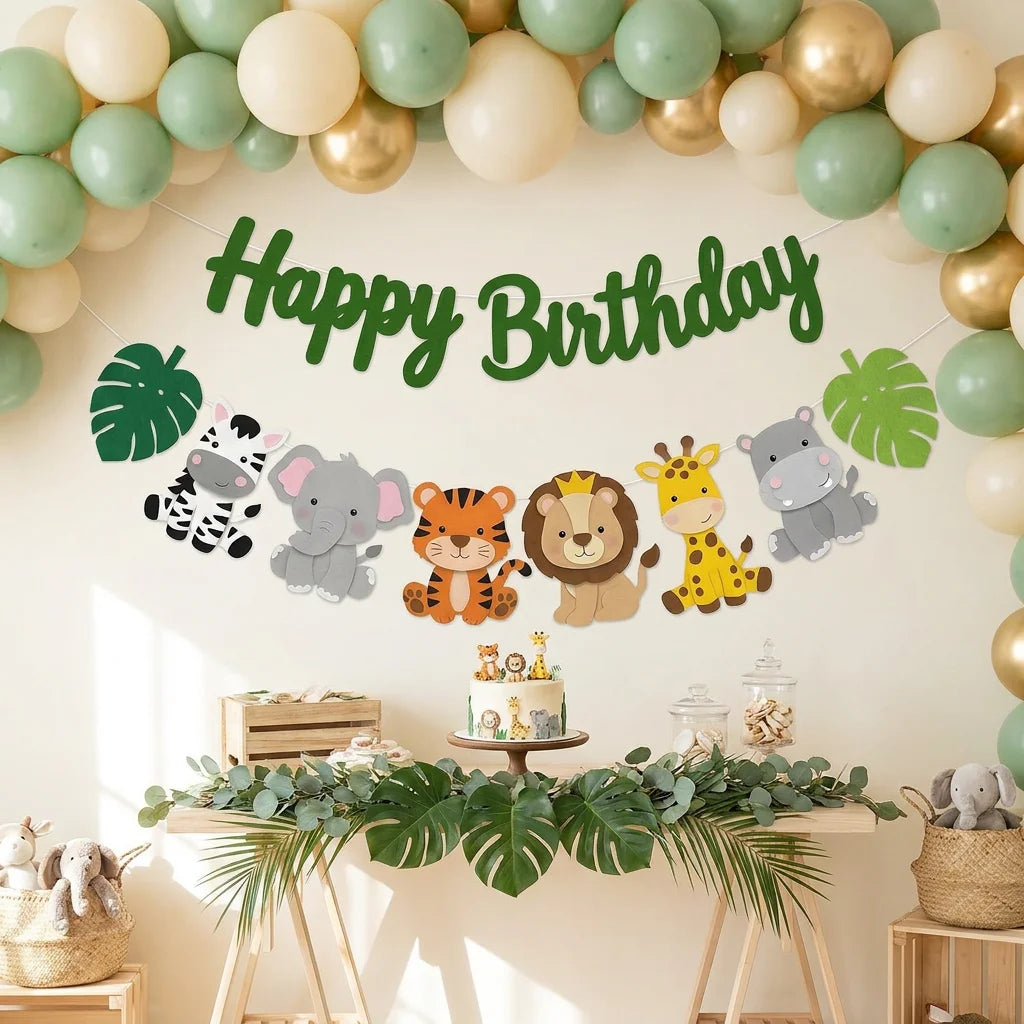 שרשרת לבד "Happy Birthday" עם חיות ג׳ונגל – תמונה 2