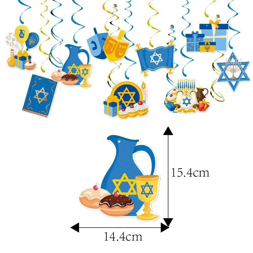ספירלות וקישוטי תלייה לחנוכה – סביבון, כד שמן, סופגניה ועוד – תמונה 5