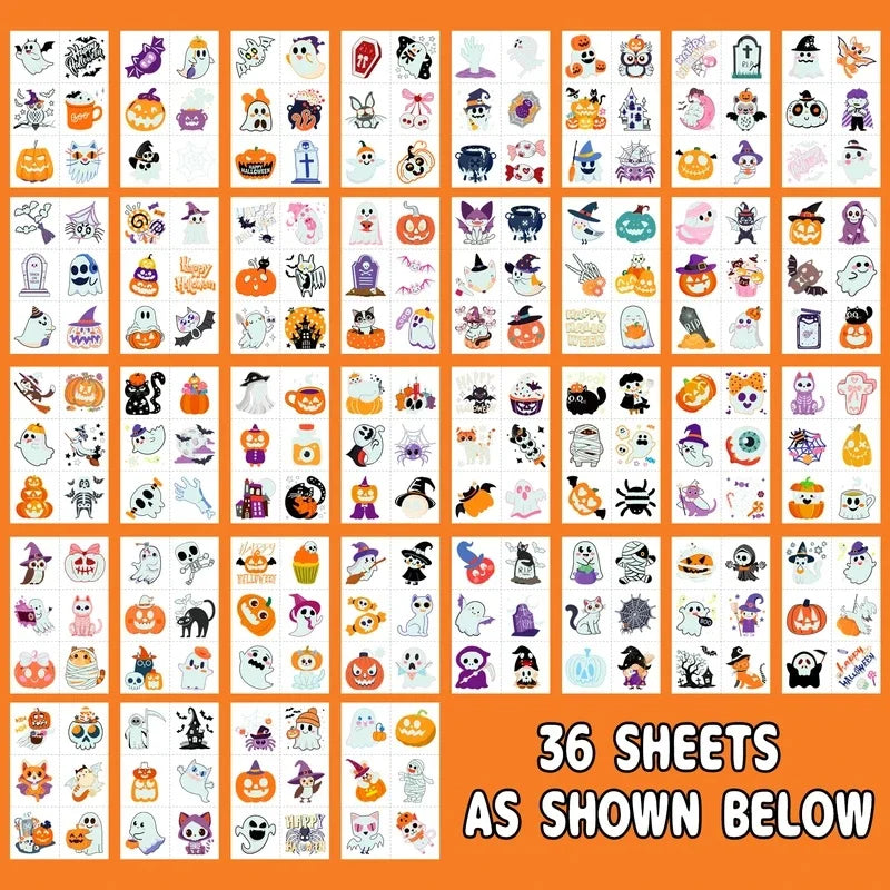 36 דפי קעקועים להאלווין שזוהרים בחושך – תמונה 3