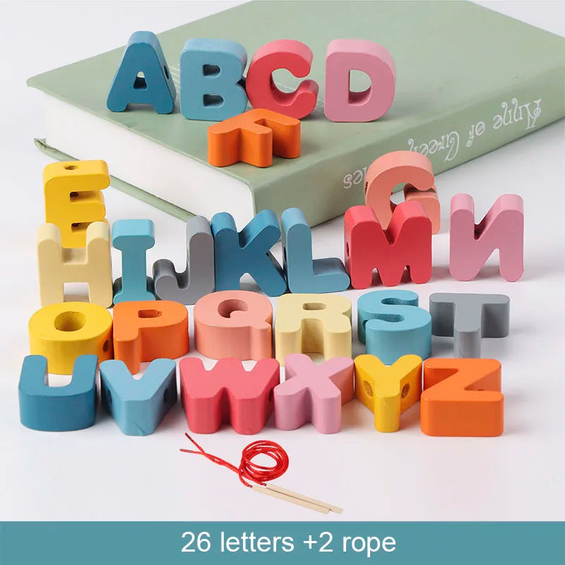 חרוזי עץ להשחלה – חיות, פירות ואותיות – תמונה 7