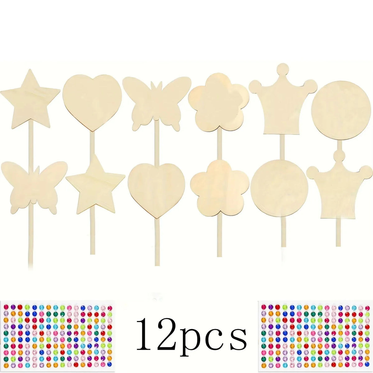 12 שרביטי עץ לצביעה וקישוט – ערכת יצירה – תמונה 5