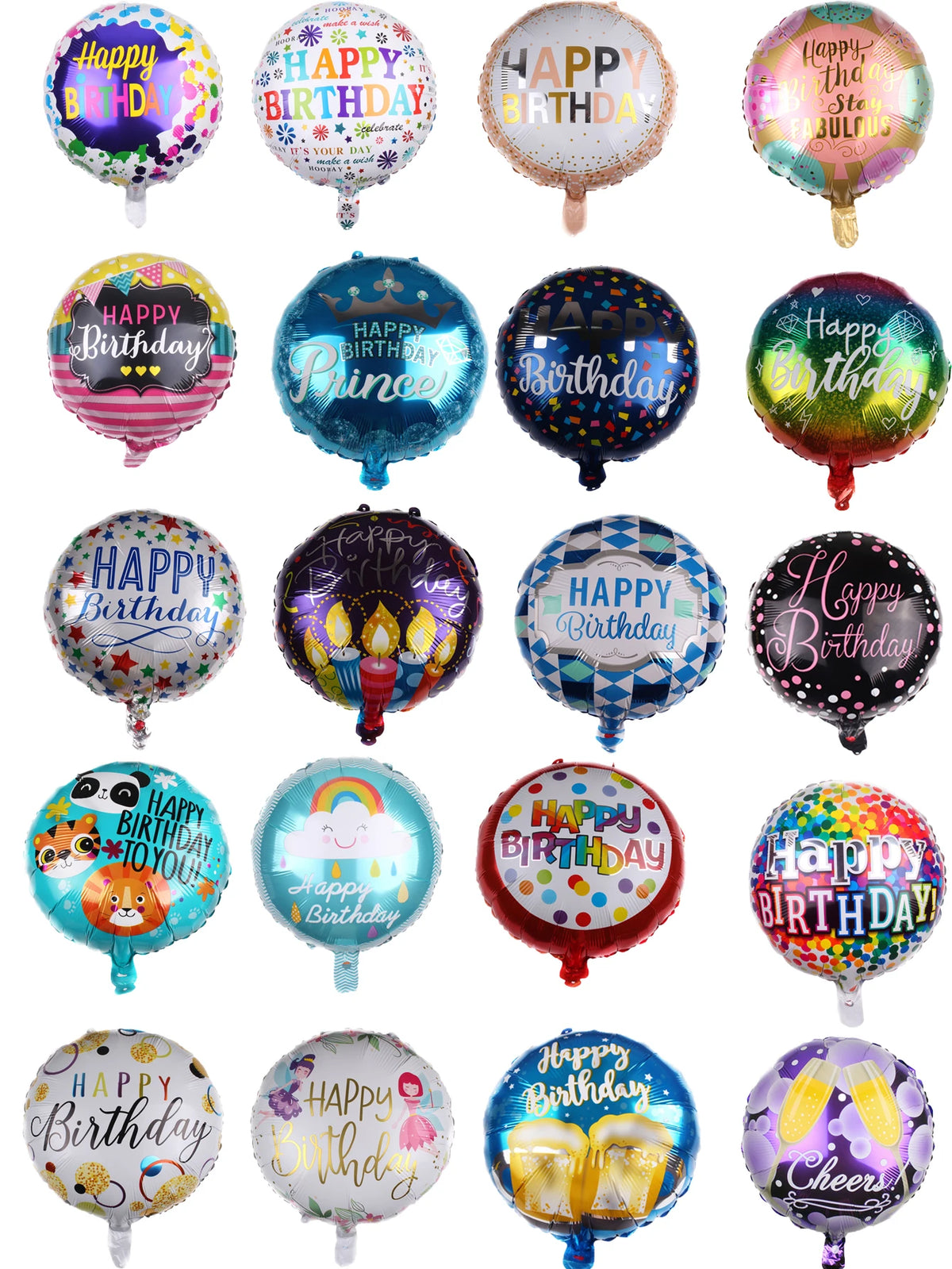 10 בלוני מיילר עגולים "Happy Birthday" – או סוכריות וכדורי 4D – תמונה 4