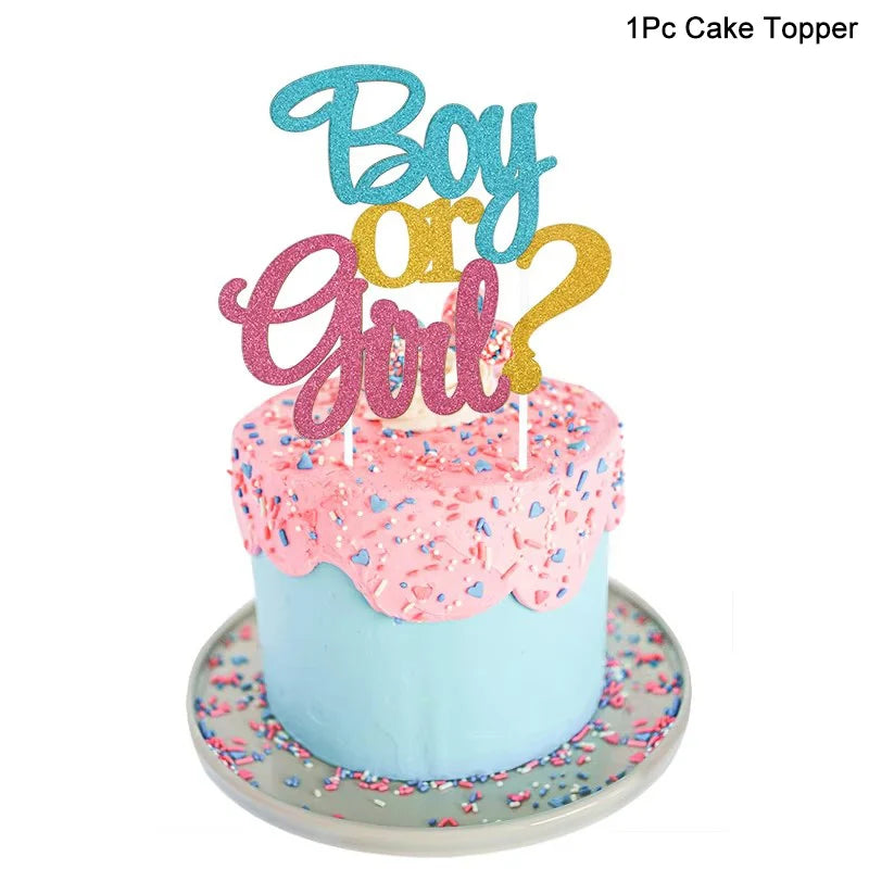 קישוטים לגילוי מין – וילון נוצץ, בלוני BOY ו-GIRL וטופר – תמונה 12