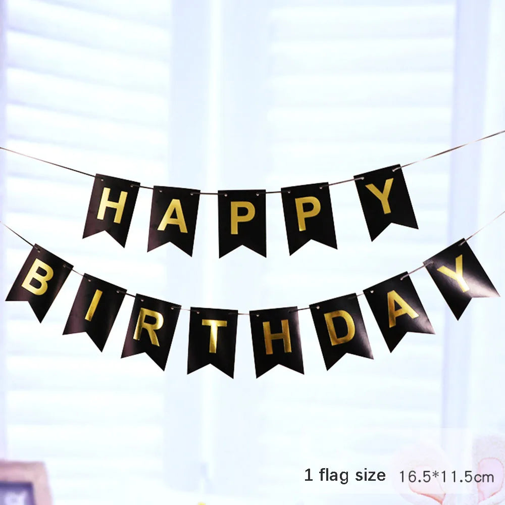 כלים חד-פעמיים שחור-זהב "Happy Birthday" – צלחות, כוסות, מפיות וסטים – תמונה 12