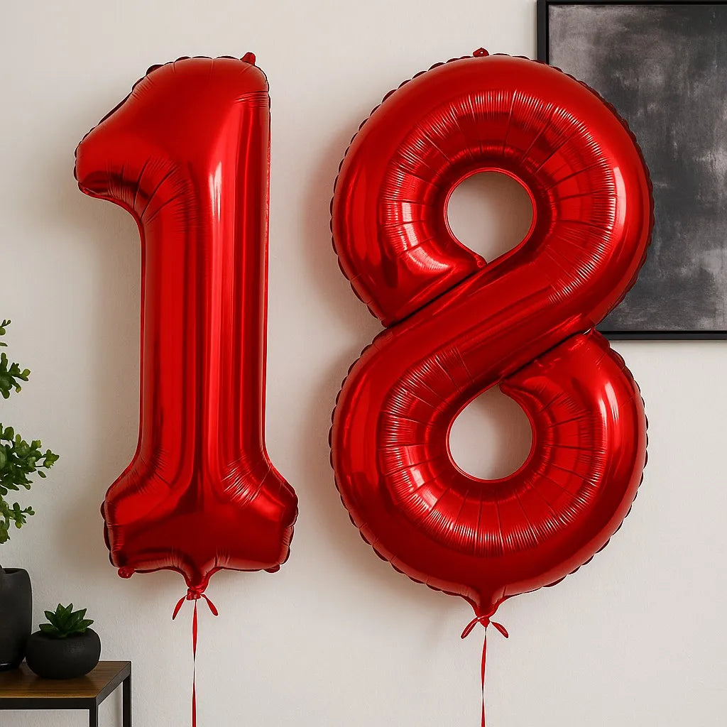 בלון ספרה אדום 80 ס״מ – ספרות 0–9 – תמונה 2