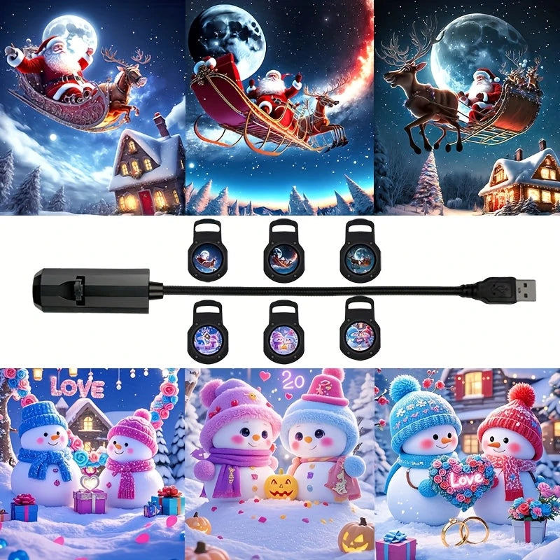 מקרן חג המולד לתקרה – סנטה במזחלת ועץ אשוח, USB – תמונה 8