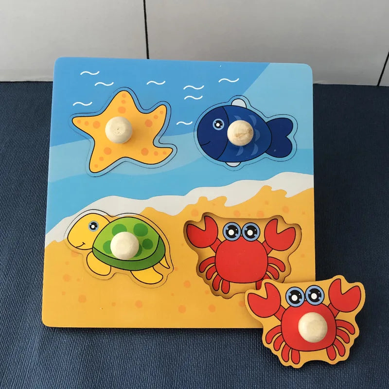 פאזל עם ידיות לפעוטות – חיות, ים ובית – תמונה 9