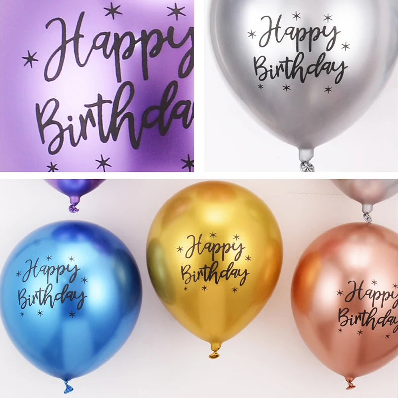 בלוני כרום עם הדפס "Happy Birthday" – 7 צבעים, 10 עד 30 – תמונה 4
