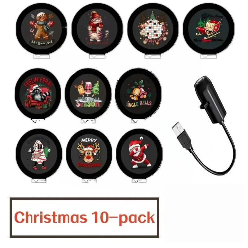 מקרן חג המולד לתקרה – סנטה במזחלת ועץ אשוח, USB – תמונה 9
