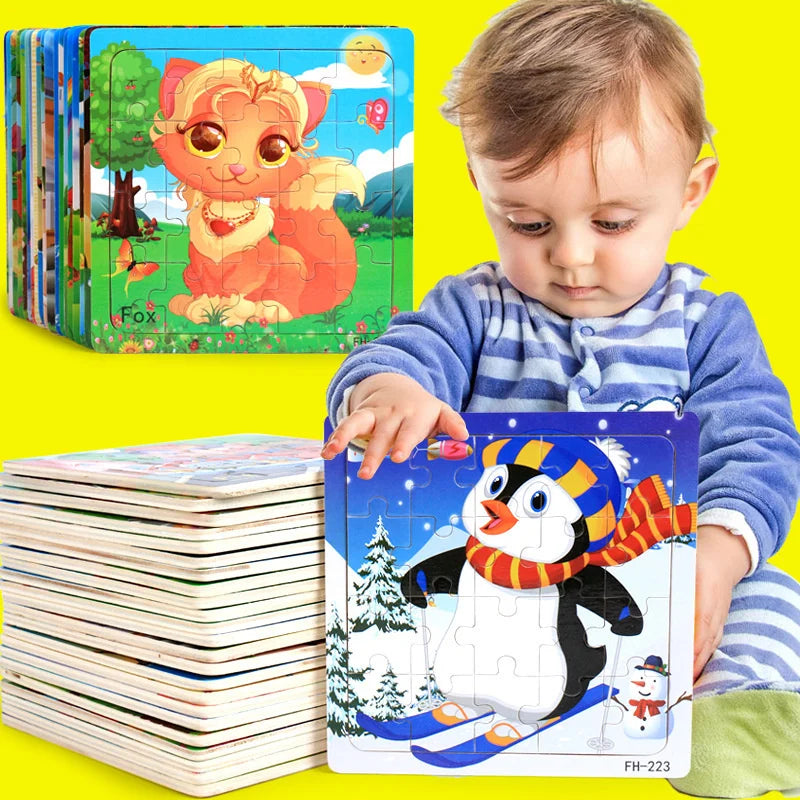 פאזל עץ לילדים 20 חלקים – חיות, רכבים ומספרים – תמונה 2