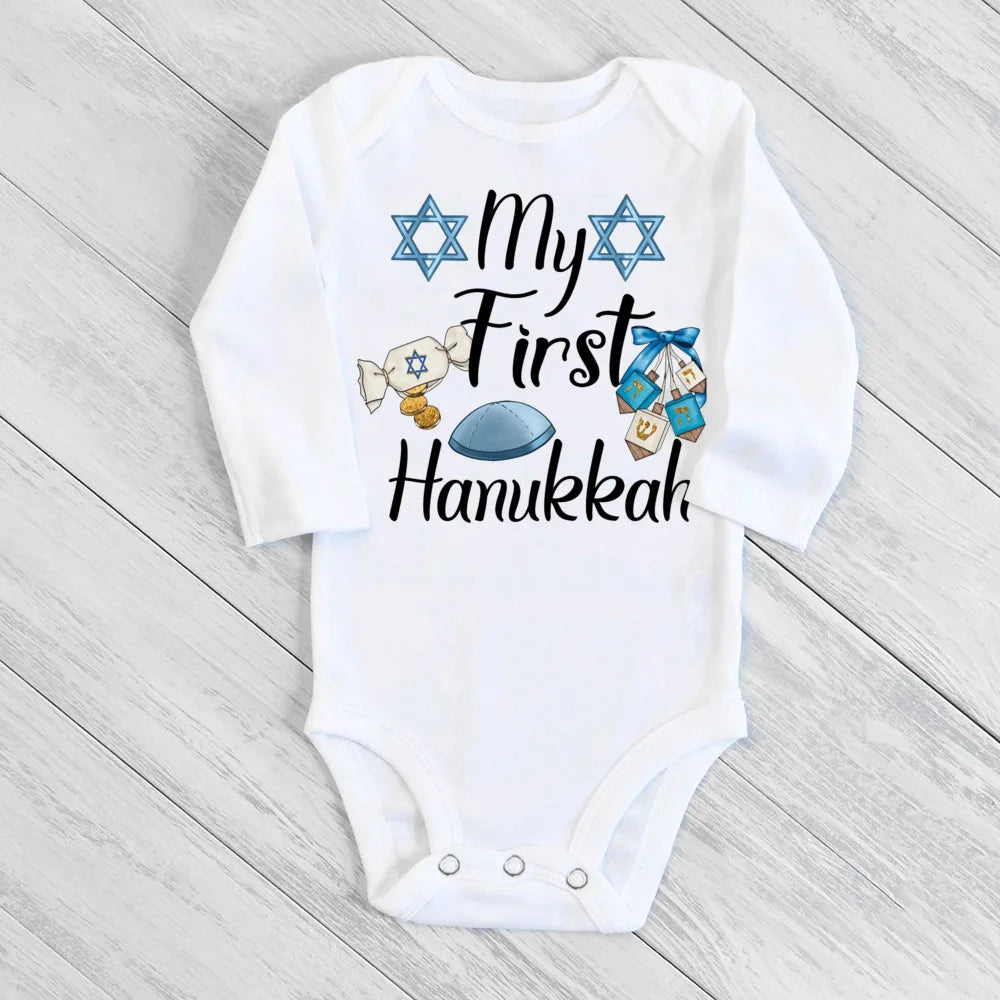 בגד גוף לתינוק "My First Hanukkah" – לחנוכה הראשון, 3 עד 24 חודשים – תמונה 9