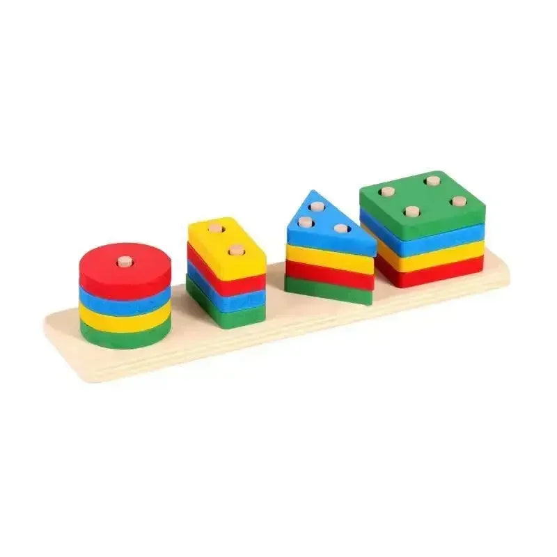 עמודי השחלה מעץ – צורות וצבעים לפי כרטיס – תמונה 9