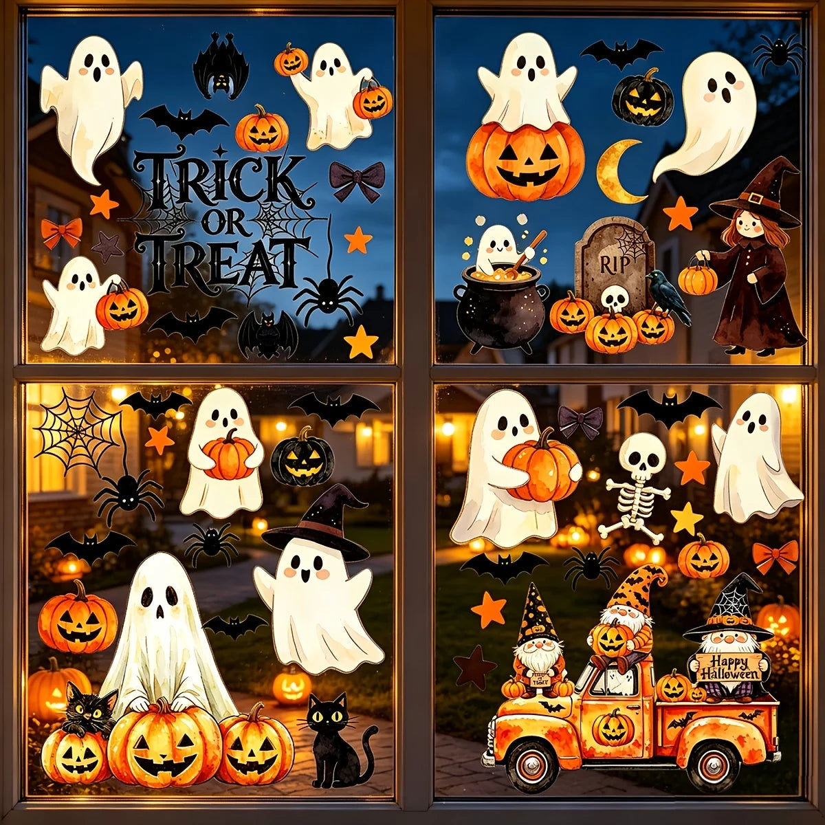 6 דפי מדבקות חלון להאלווין – רוחות ודלעות – תמונה 2