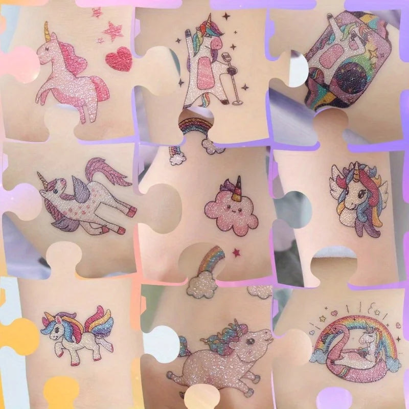 14 דפי קעקועים מנצנצים – חדי-קרן – תמונה 3
