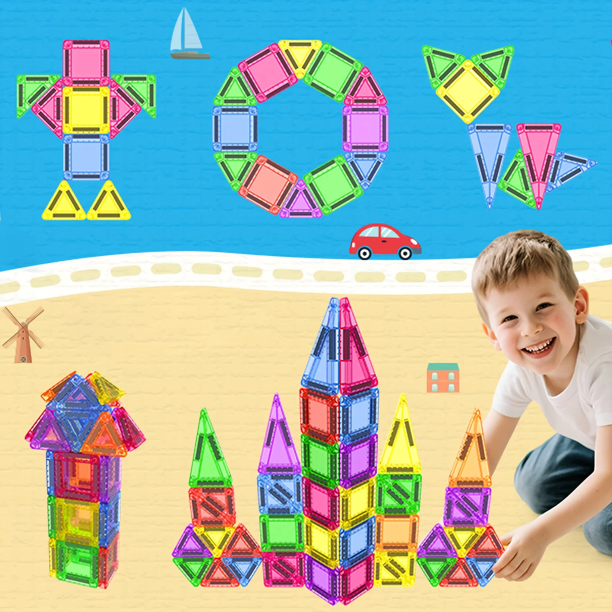 אריחים מגנטיים קטנים בקופסת פח – לנסיעות – תמונה 4