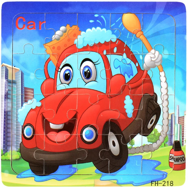 פאזל עץ לילדים 20 חלקים – חיות, רכבים ומספרים – תמונה 13