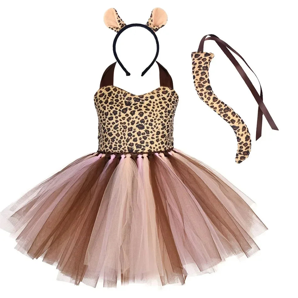 שמלת טוטו בעיצוב חיה עם קשת אוזניים – פרה, זברה, ג׳ירפה או נמר – תמונה 9