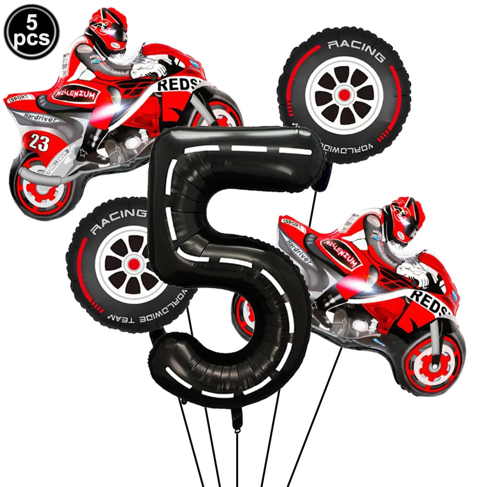 סט בלוני אופנועי מרוץ עם ספרה שחורה – 1–9 – תמונה 11