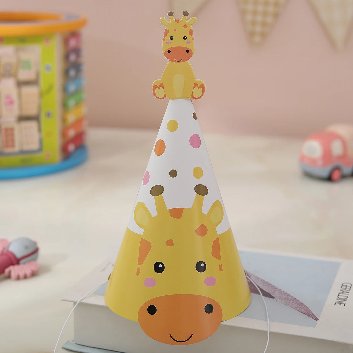 6 כובעי מסיבה של חיות הג׳ונגל ליום הולדת – אריה, נמר, קוף, זברה, ג׳ירפה ופיל – תמונה 6