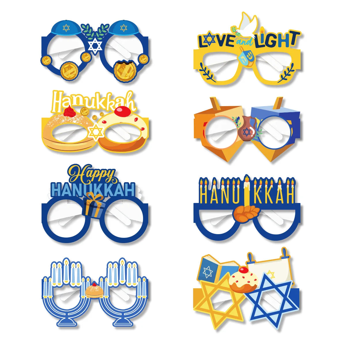 8 משקפי נייר לחנוכה – אביזרי צילום למסיבה – תמונה 5