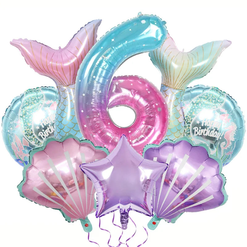 סט 8 בלוני בת ים עם בלון ספרה – ספרות 1–9 – תמונה 8