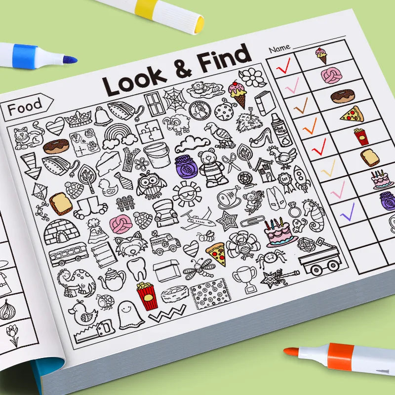 List of items to find beside an illustrated scene