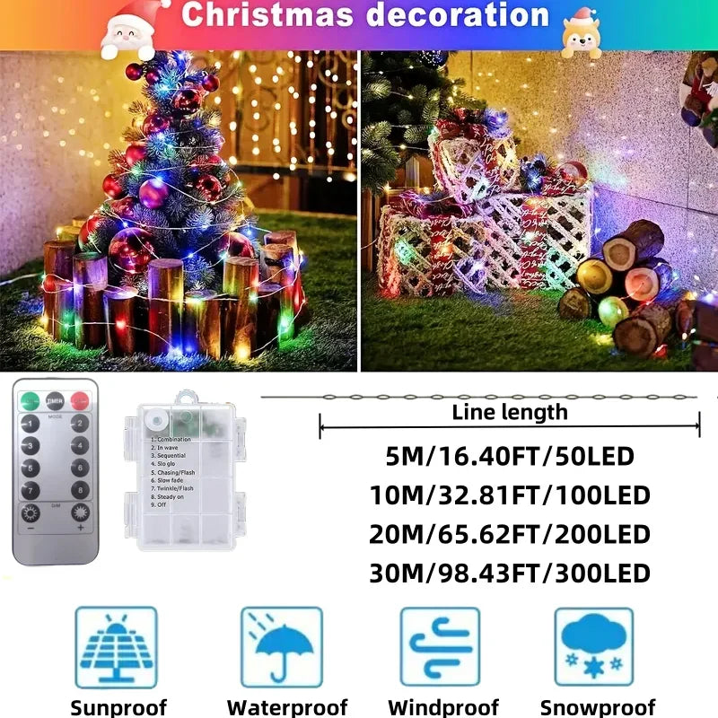 שרשרת אורות לעץ האשוח עם שלט – על סוללות, 5 עד 20 מטר – תמונה 3