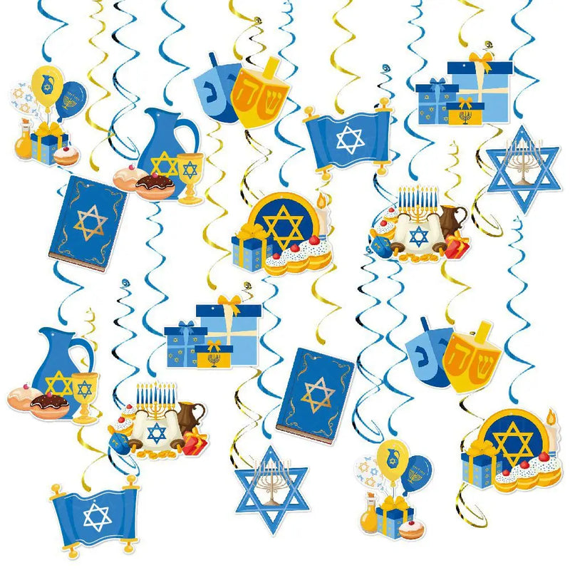 ספירלות וקישוטי תלייה לחנוכה – סביבון, כד שמן, סופגניה ועוד