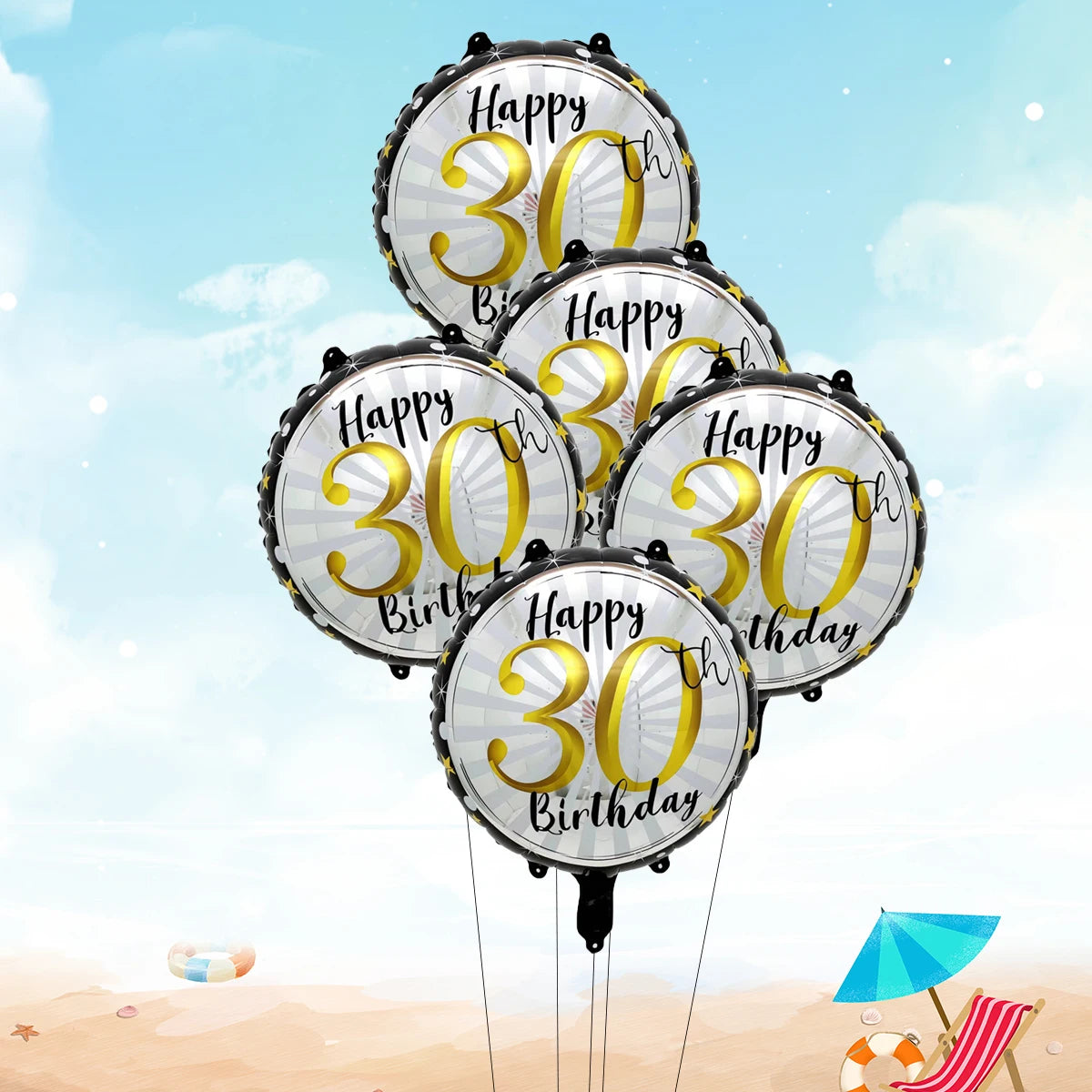 5 בלוני "Happy Birthday" ליום הולדת עגול – 21, 30, 40, 50 או 60 – תמונה 7