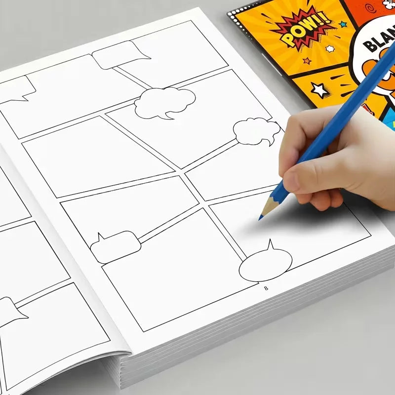 חוברת קומיקס ריקה לציור – 32 עמודים עם משבצות ובועות דיבור – תמונה 5
