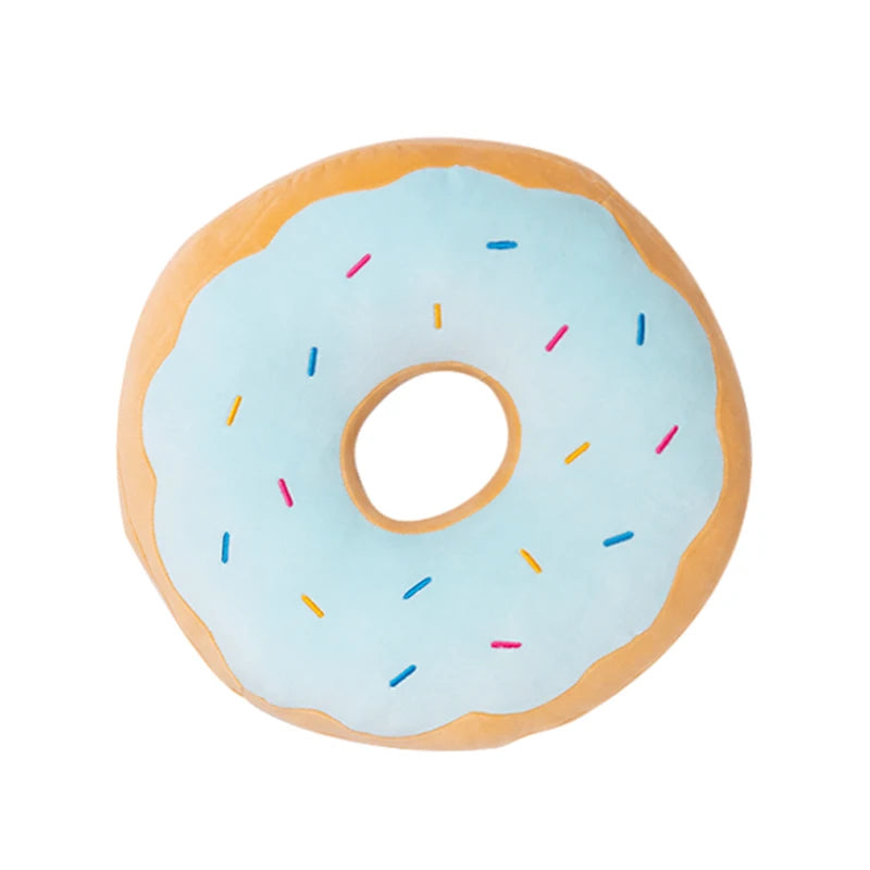 Donut plush pillow measuring 40 cm across