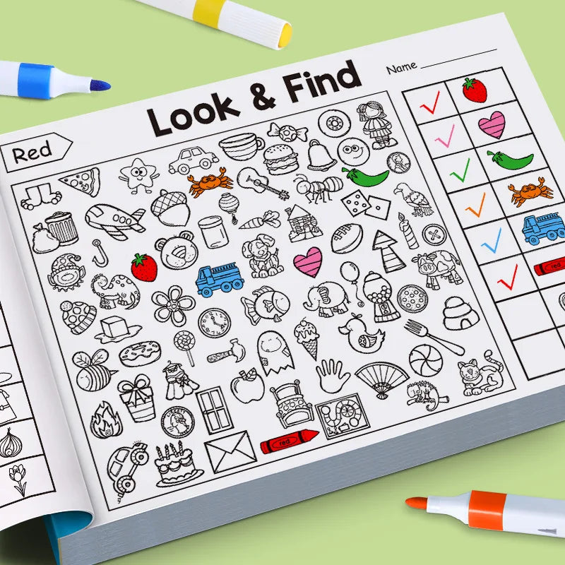 Look and find activity book for kids with colorful cover