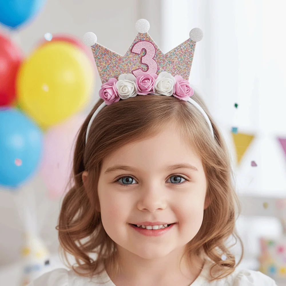 קשת כתר עם גיל ופרחים לחוגגת – גיל 3 עד 6 – תמונה 5