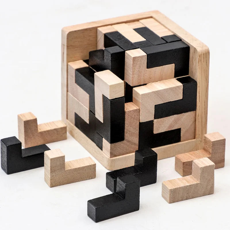 חידת קובייה מעץ – מרכיבים 3D מחלקים – תמונה 5