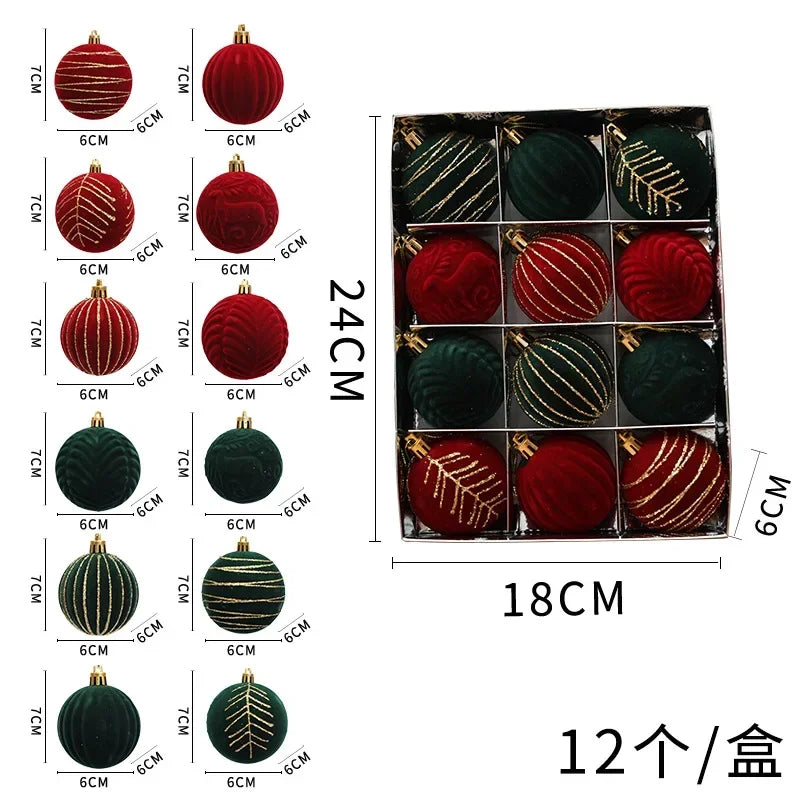 12 כדורי קטיפה לעץ האשוח בקופסה – 6 ס״מ, 6 סטים לבחירה – תמונה 10